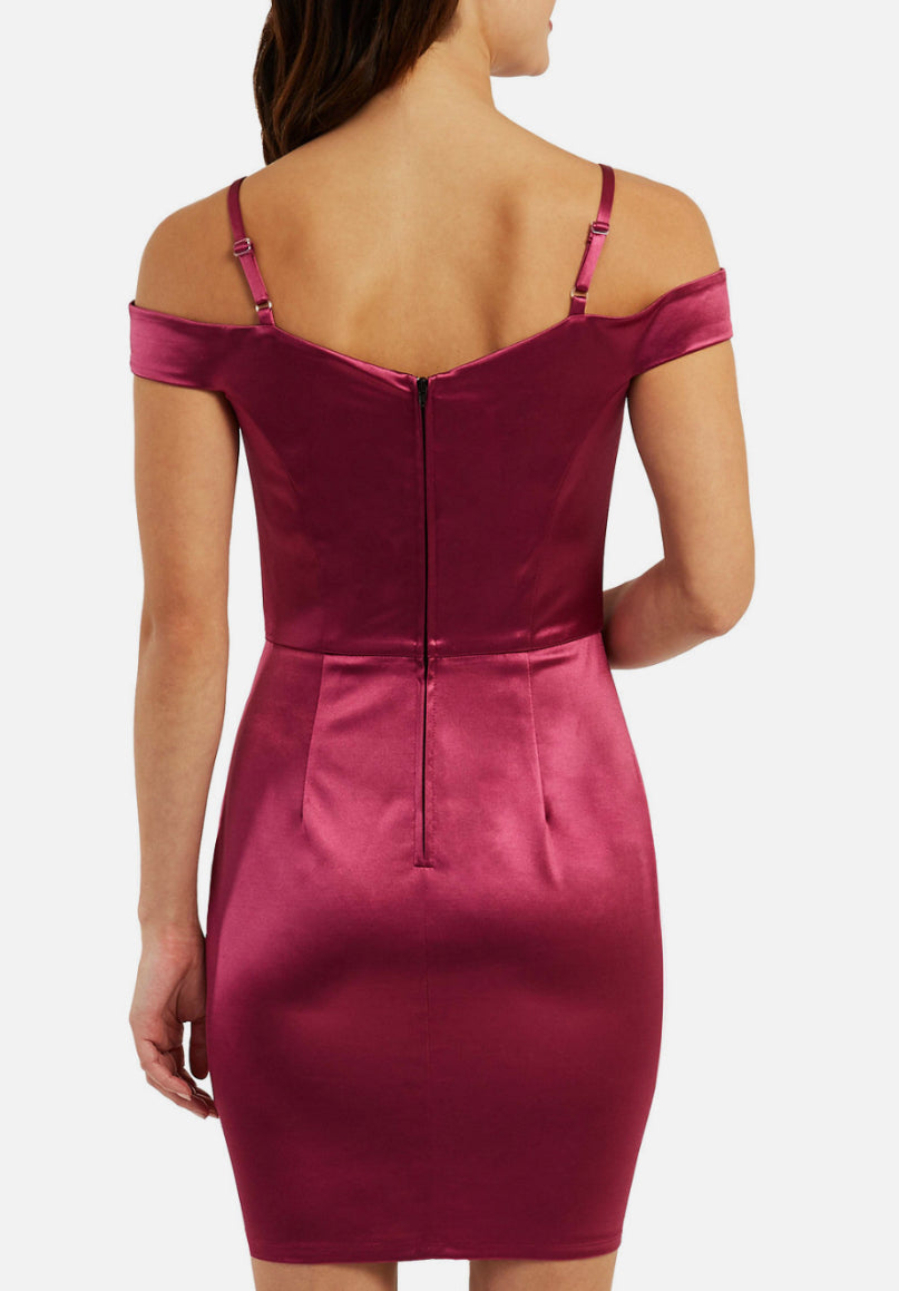 BCX Womens Satin Asymmetric Off-Shoulder