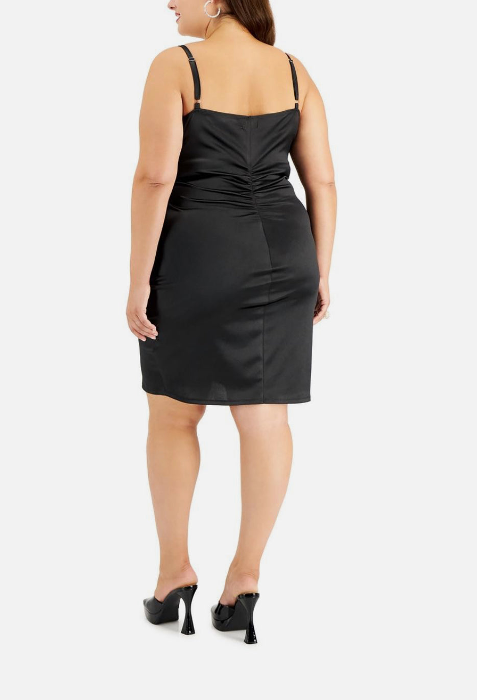 Emerald Sundae Womens Black Solid Satin Bodycon