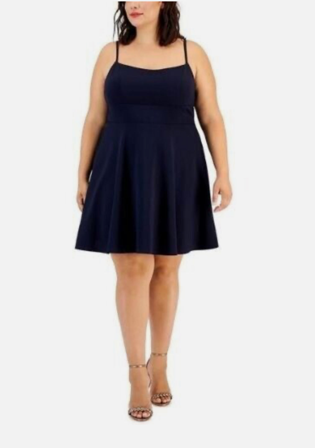 City Studios Trendy Women’s Plus Size Lace-Back Skater Dress