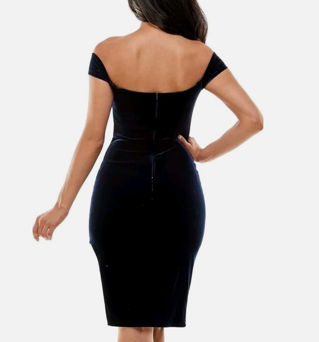 City Studios Womens Juniors Velvet Midi Dress Navy