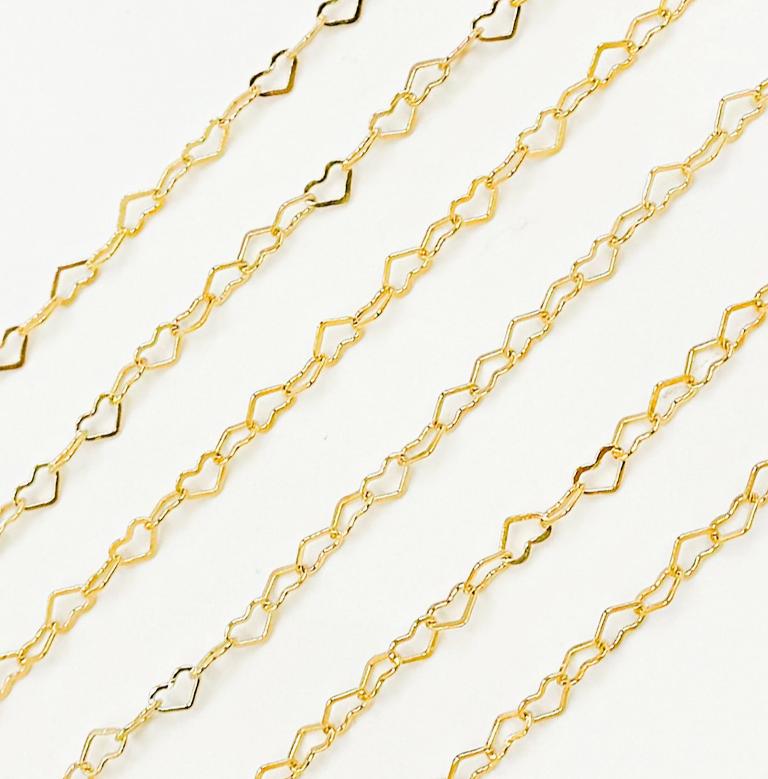 14K Gold Filled Flat Heart Link Chain
