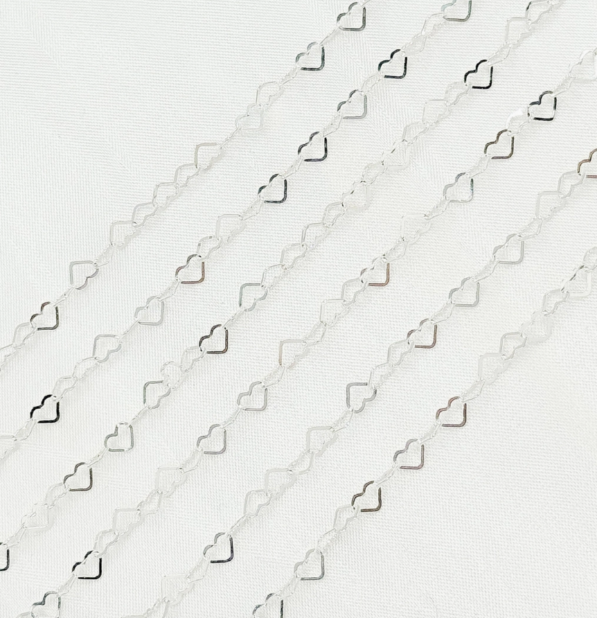 925 Sterling Silver Flat Heart Link