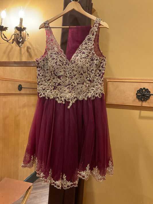 Embroidered Short V-Neck Dress by Juliet 835