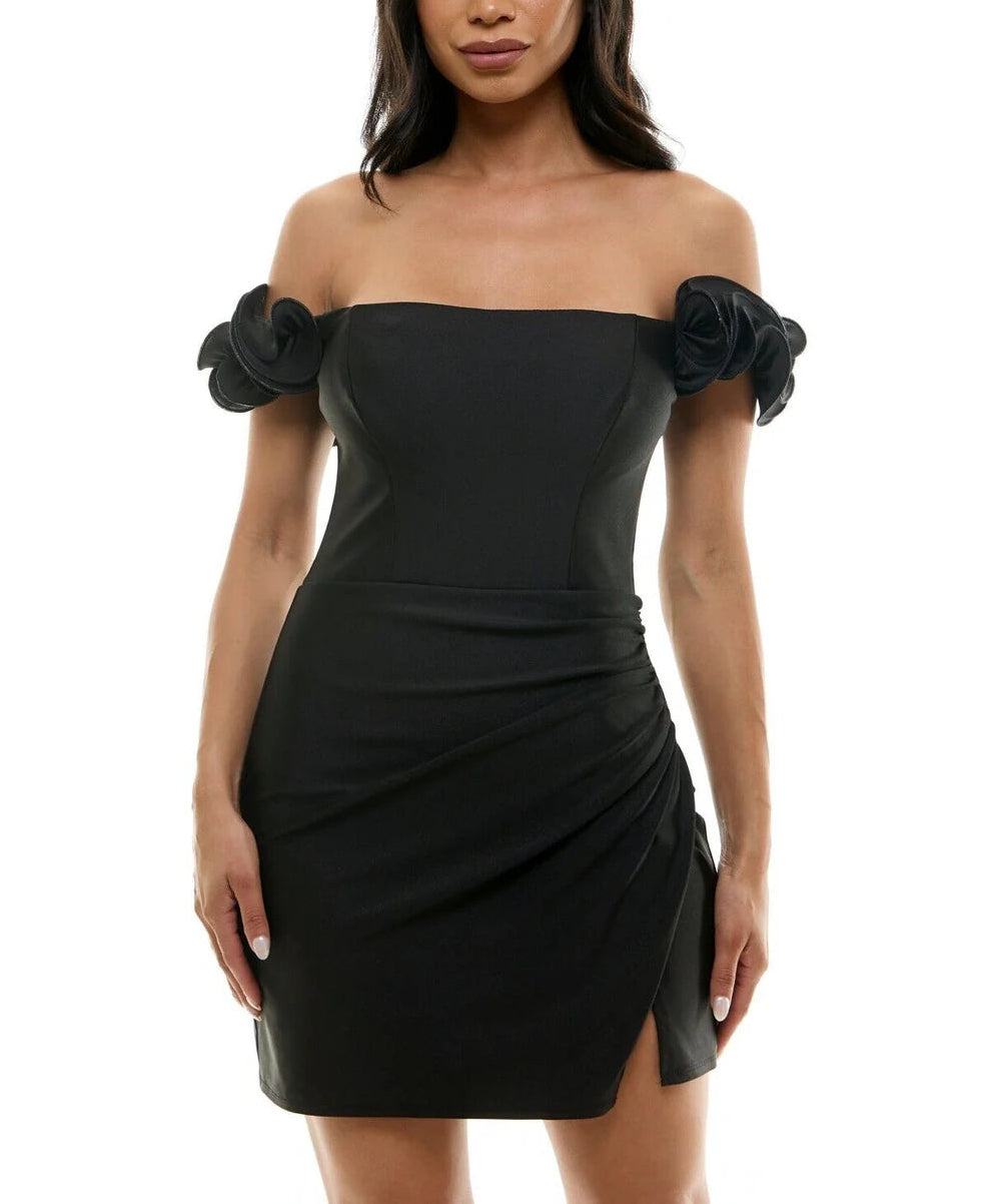 B Darlin Juniors Ruffled Off-The-Shoulder Bodycon