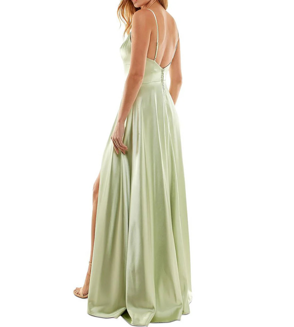 JUNIORS SATIN LONG EVENING DRESS