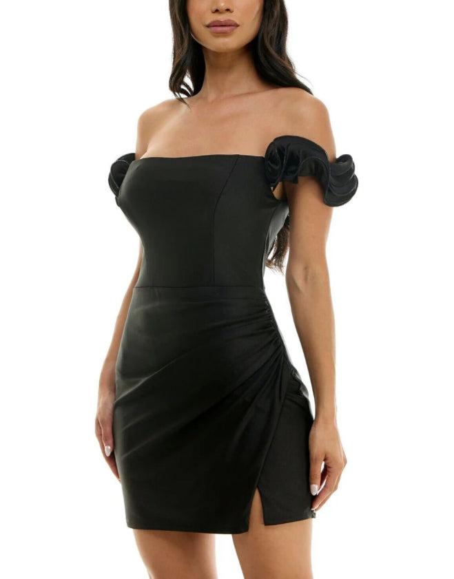 B Darlin Juniors Ruffled Off-The-Shoulder Bodycon