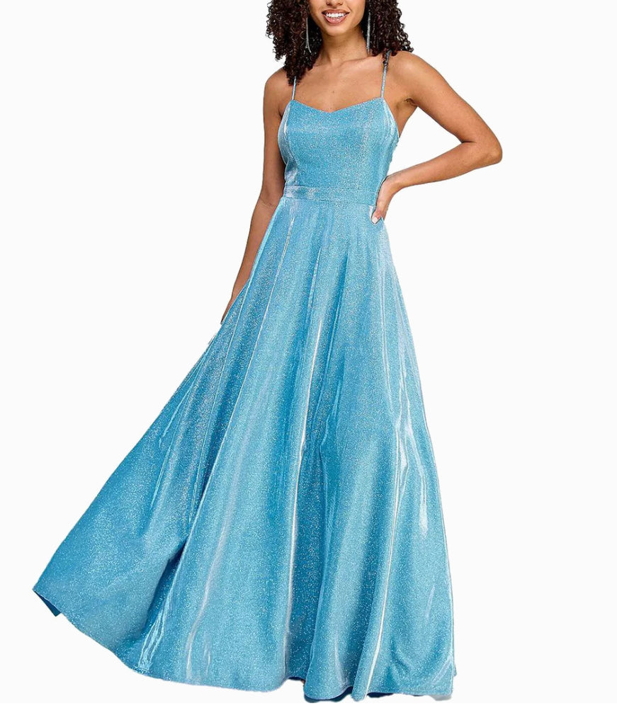 JUNIORS SHIMMER LONG EVENING DRESS