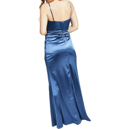 Emerald Sundae Womens Juniors Satin Bodycon Evening Dress