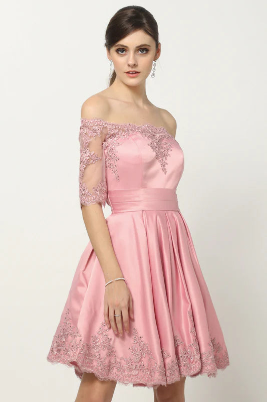 Juliet 804 Short Homecoming A Line Lace Applique Cocktail Dress