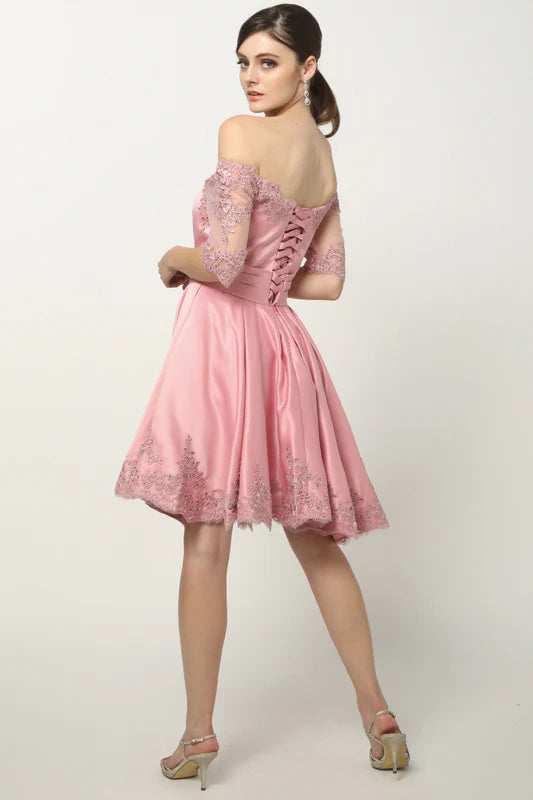 Juliet 804 Short Homecoming A Line Lace Applique Cocktail Dress