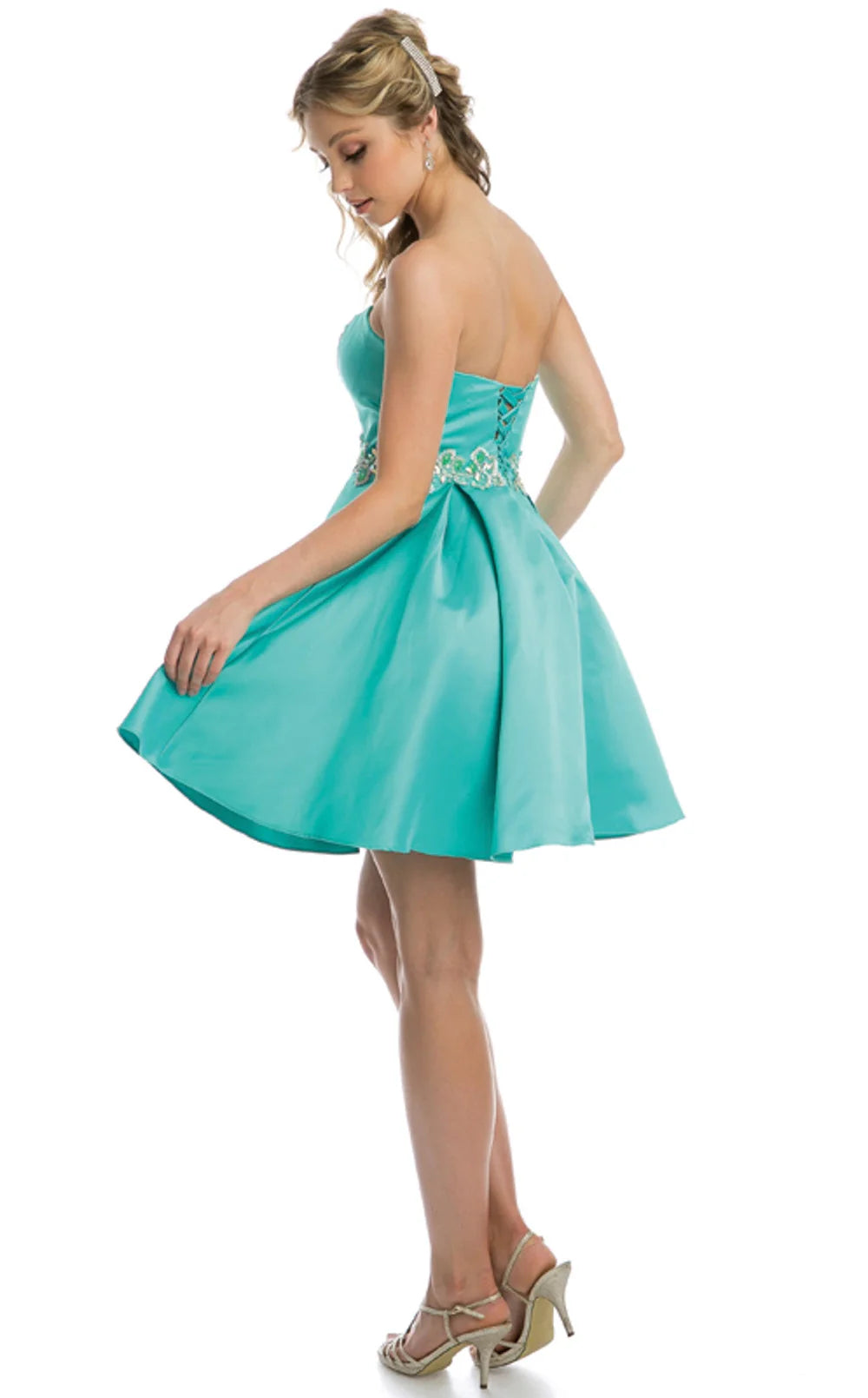 Juliet 769 Mini Short Beaded Applique Cocktail Dress