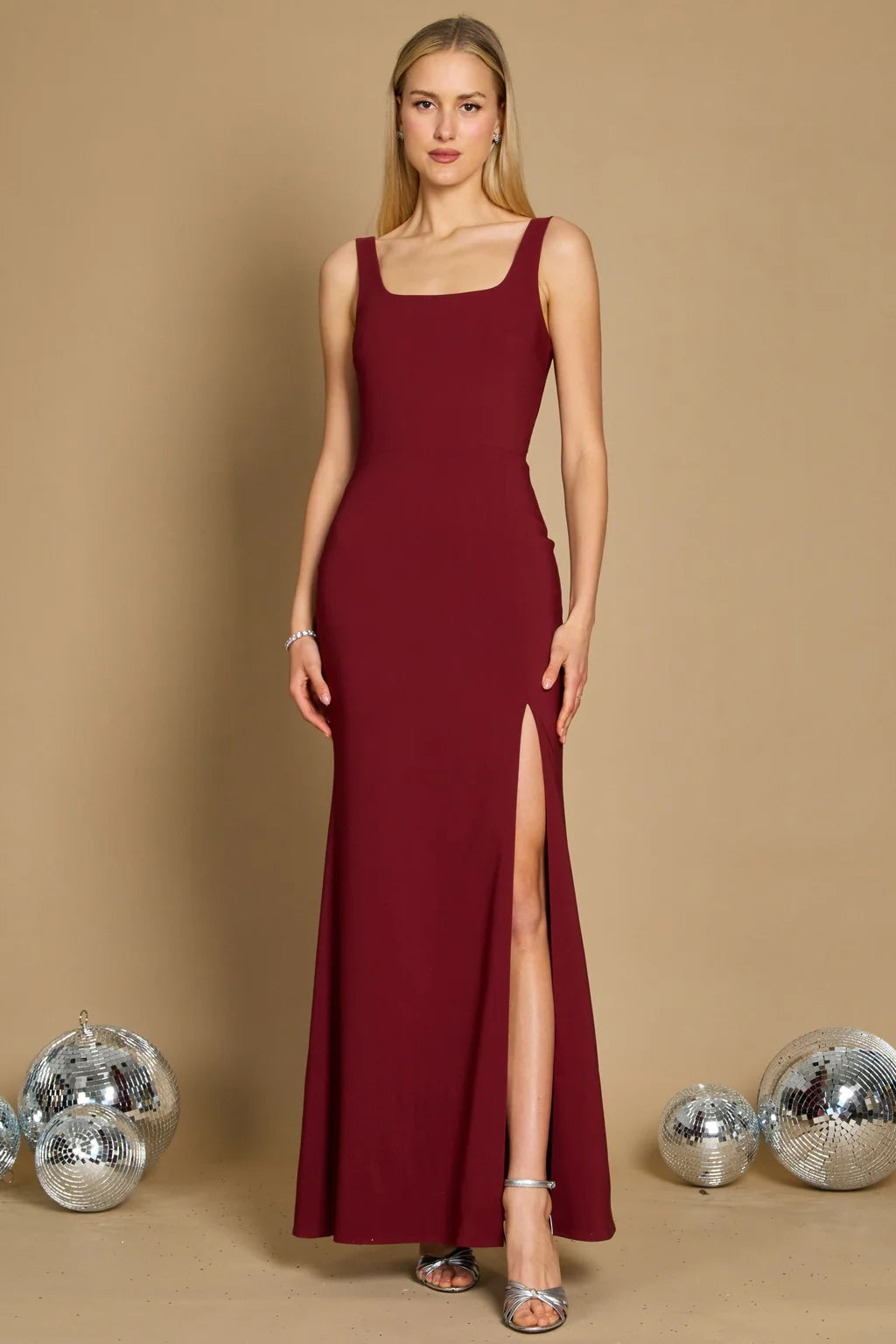 Dylan’s & David Long Formal Square Neckline Evening Dress