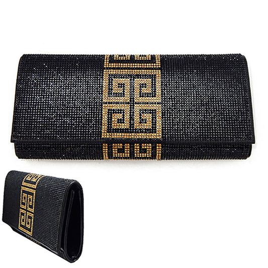 Greek Pattern Crystal Evening Clutch