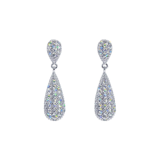 Silver Raindrop Elegance Pavé Teardrop Earrings