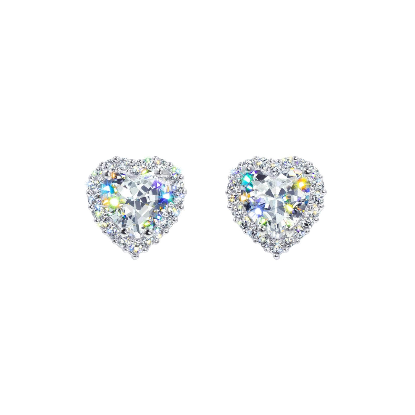 Captivating Hearts Halo-Set Cz Button Earrings