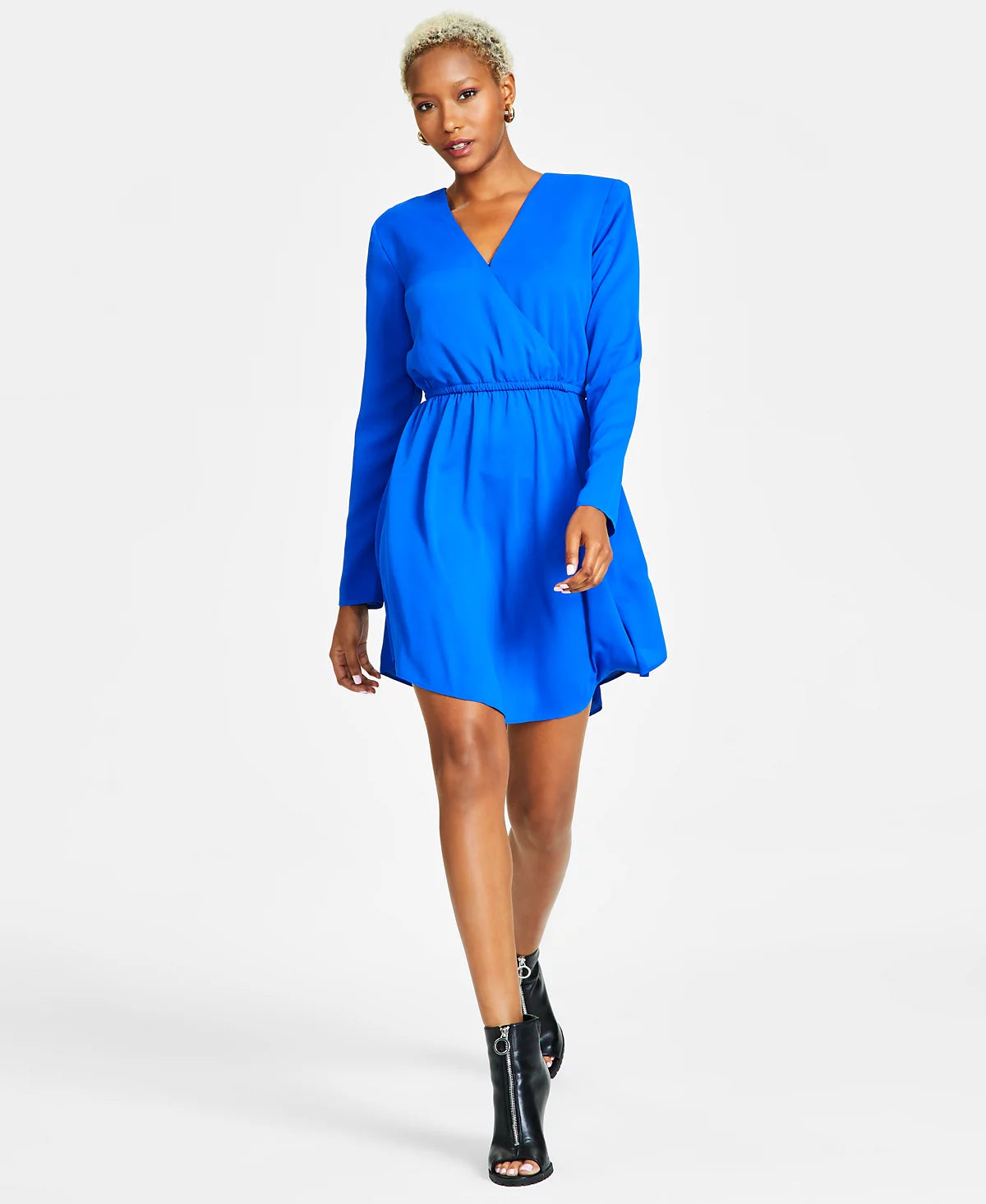 Women's V-Neck Long-Sleeve Mini Dress