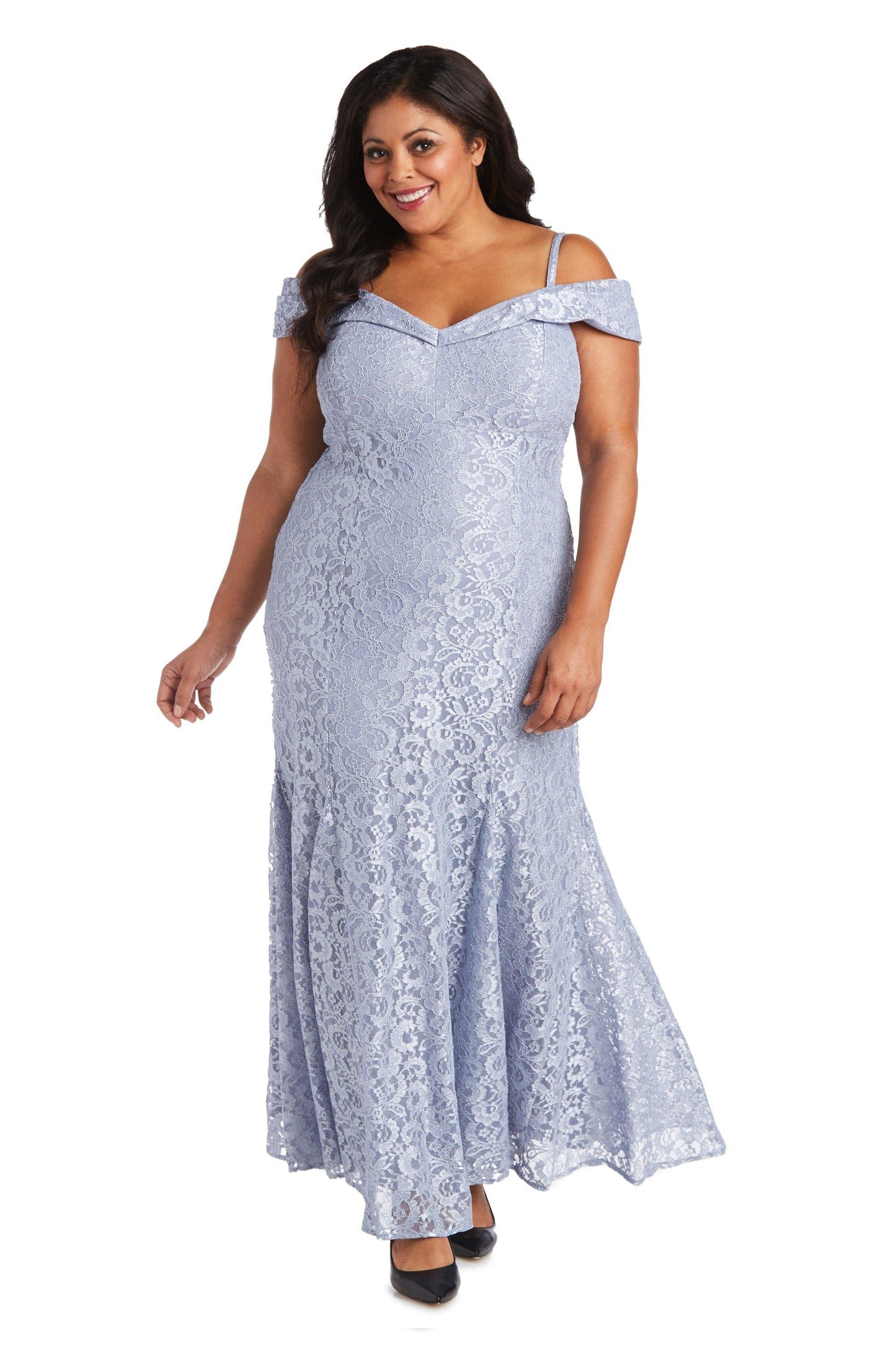 R&M Richards 2047W Plus Size Long Formal Lace Gown