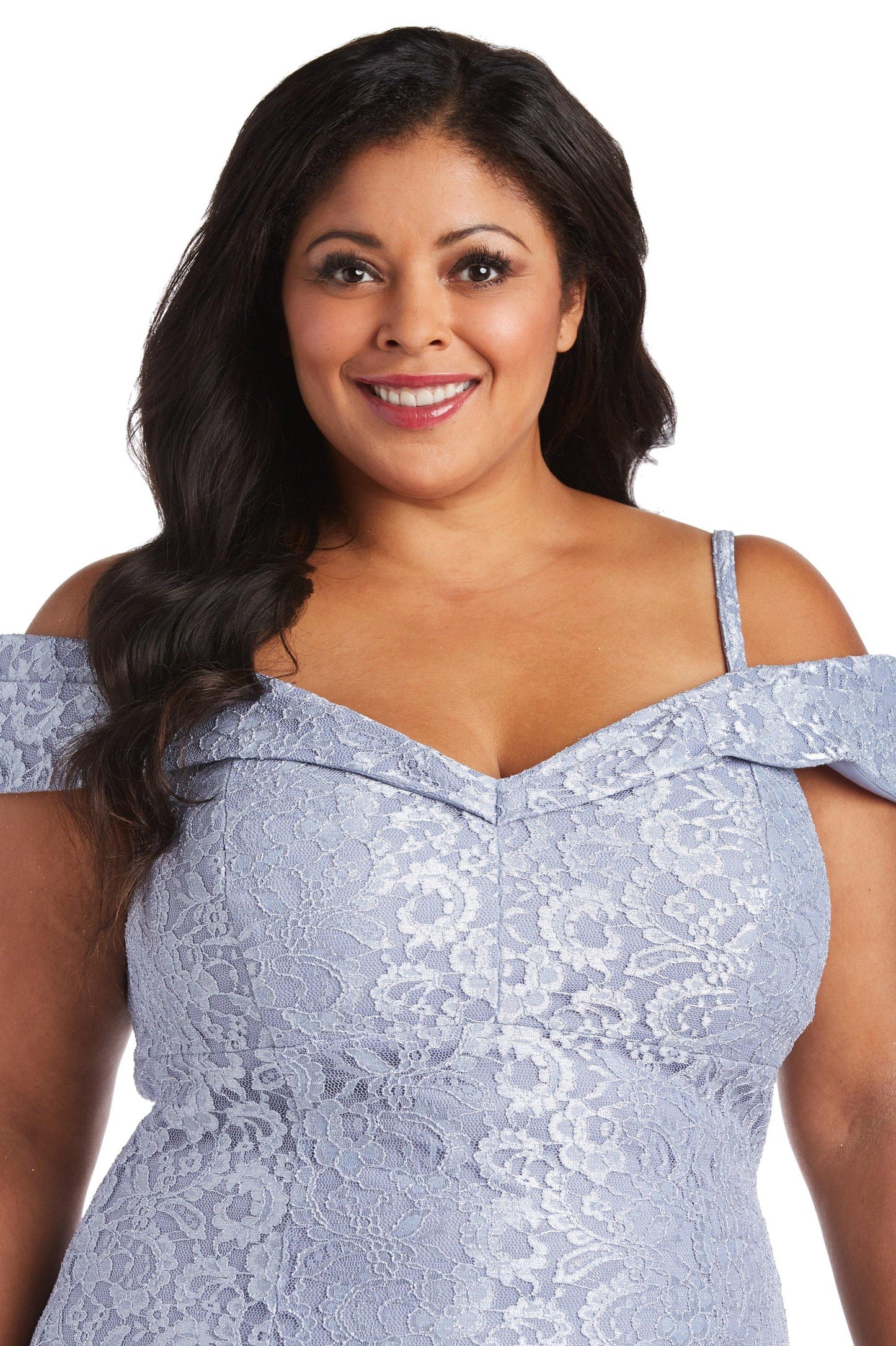 R&M Richards 2047W Plus Size Long Formal Lace Gown