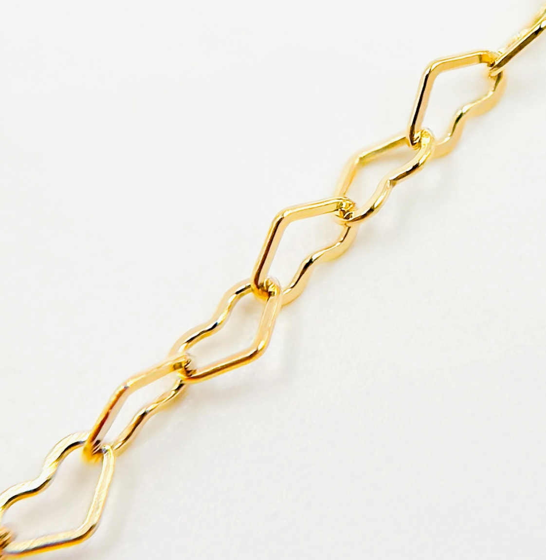 14K Gold Filled Flat Heart Link Chain