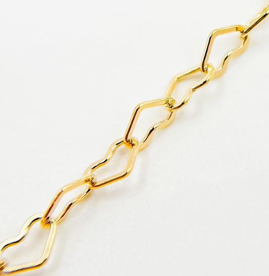 14K Gold Filled Flat Heart Link Chain