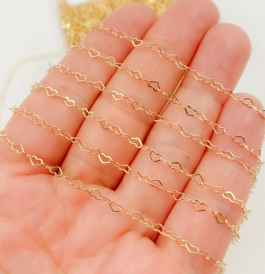 14K Gold Filled Flat Heart Link Chain