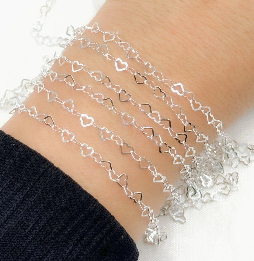 925 Sterling Silver Flat Heart Link